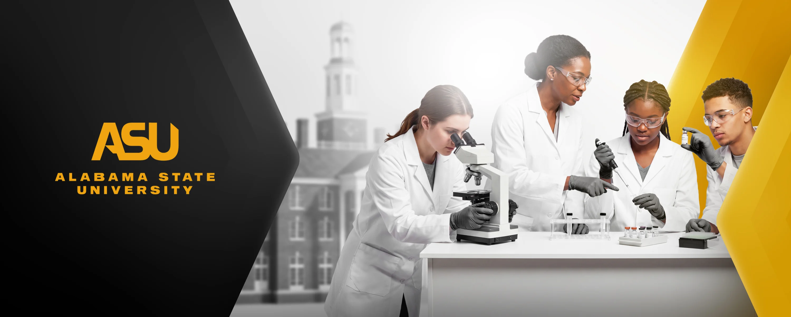 Alabama State University students working in a pharmaceutical research lab