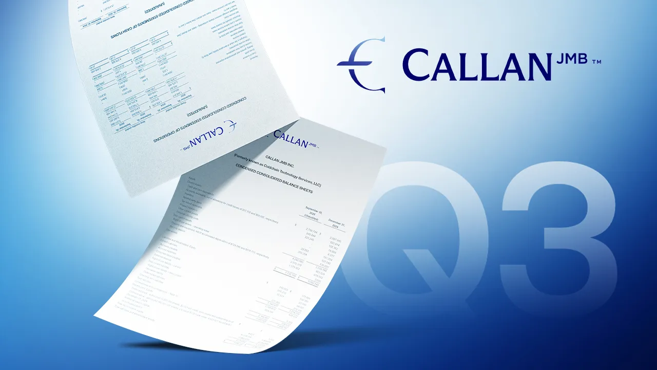 Callan JMB Announces Third Quarter 2025 Financial Results and Provides Business Update